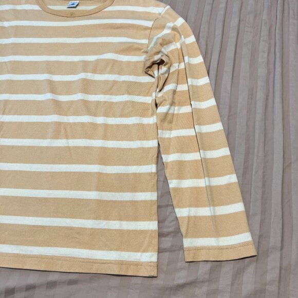 Vintage Petit Bateau Beige with White Stripes Long Sleeve Shirt Made in France - Picture 4 of 12